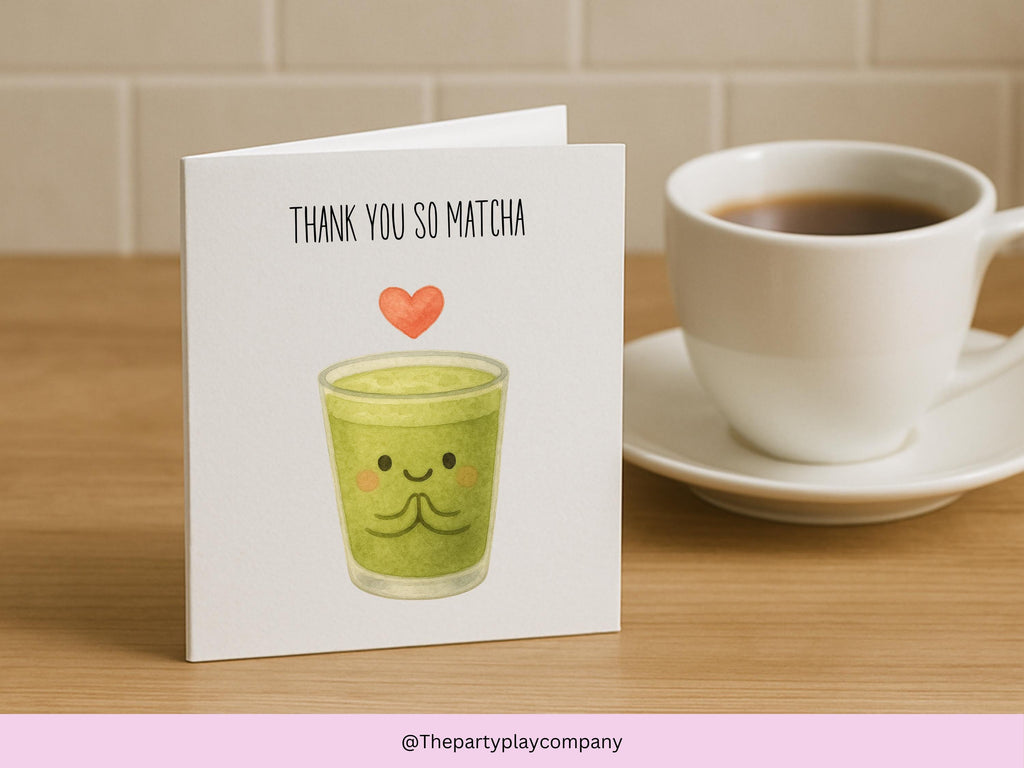 Matcha Thank You Card: Funny Food Pun for Tea Lovers
