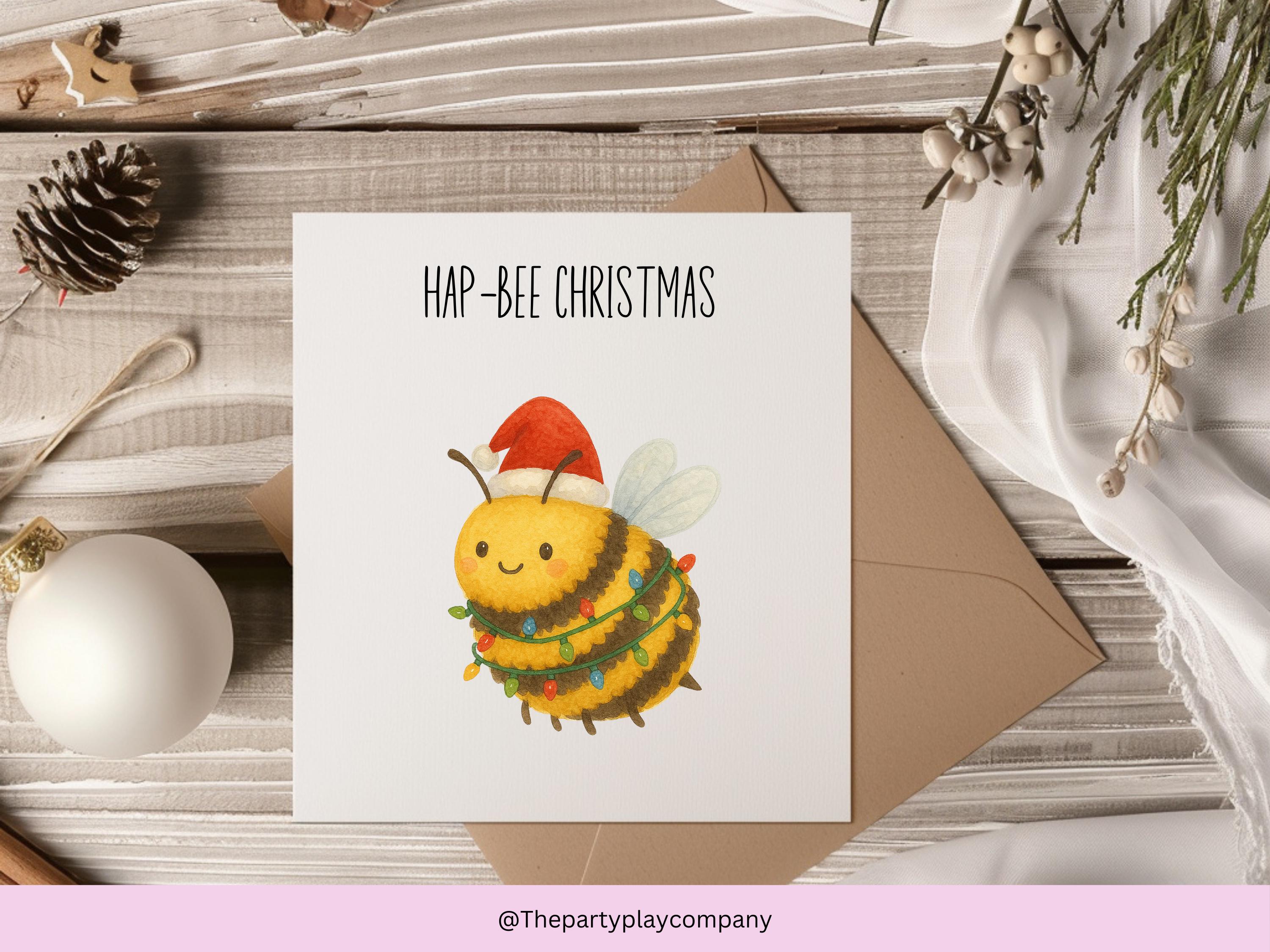 Funny Bee Christmas Card: Hap-Bee Pun Holiday Greeting