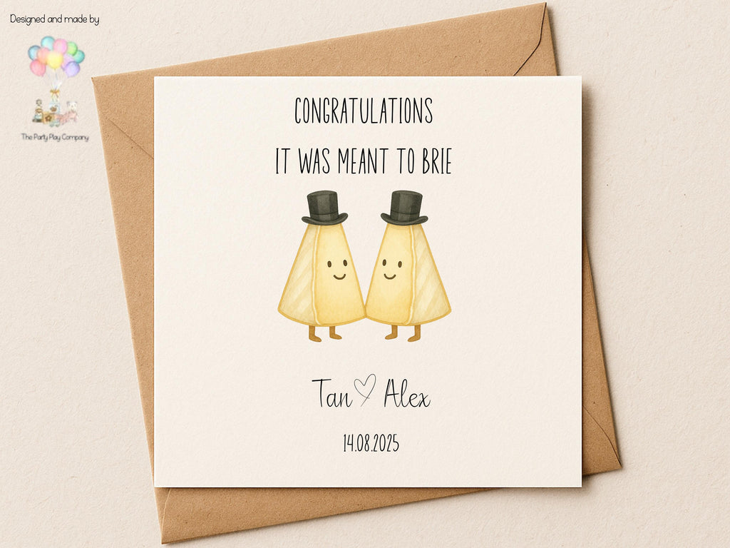 Funny Wedding Card: It Was Meant to Brie Cheese Pun - Personalized