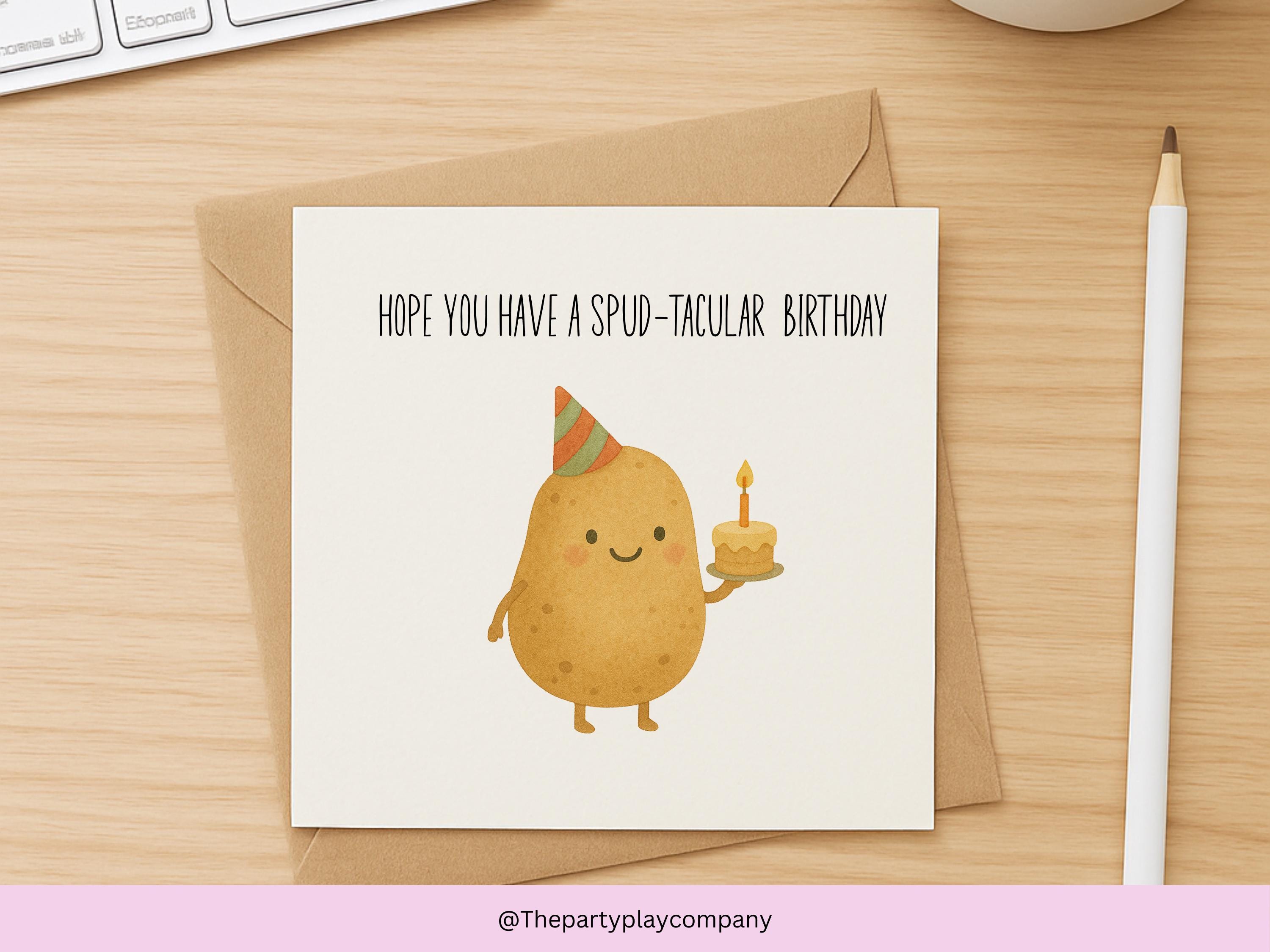 Funny Potato Birthday Card: Spud-tacular Pun Card