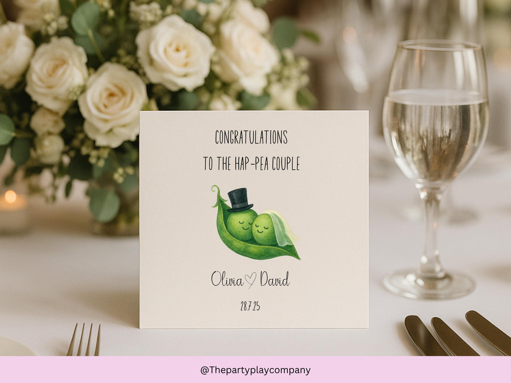 Funny Personalized Wedding Card: Hap-PEA Couple - Anniversary Card