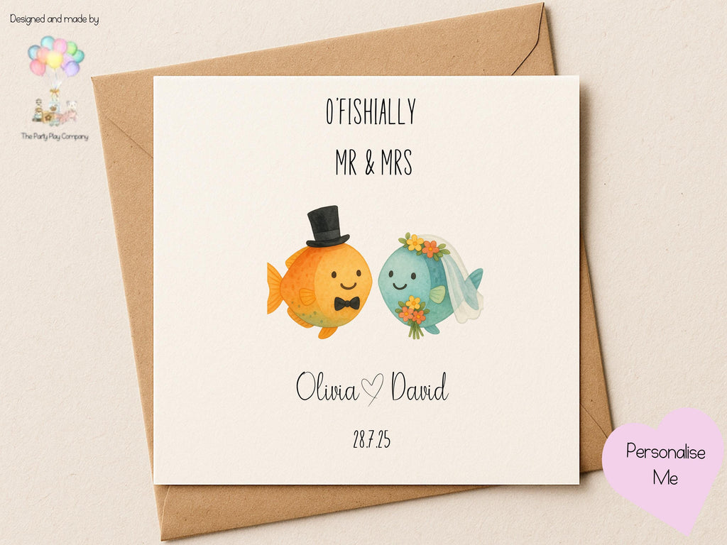 Funny Fish Wedding Card: O-Fish-ally Mr & Mrs - Personalized