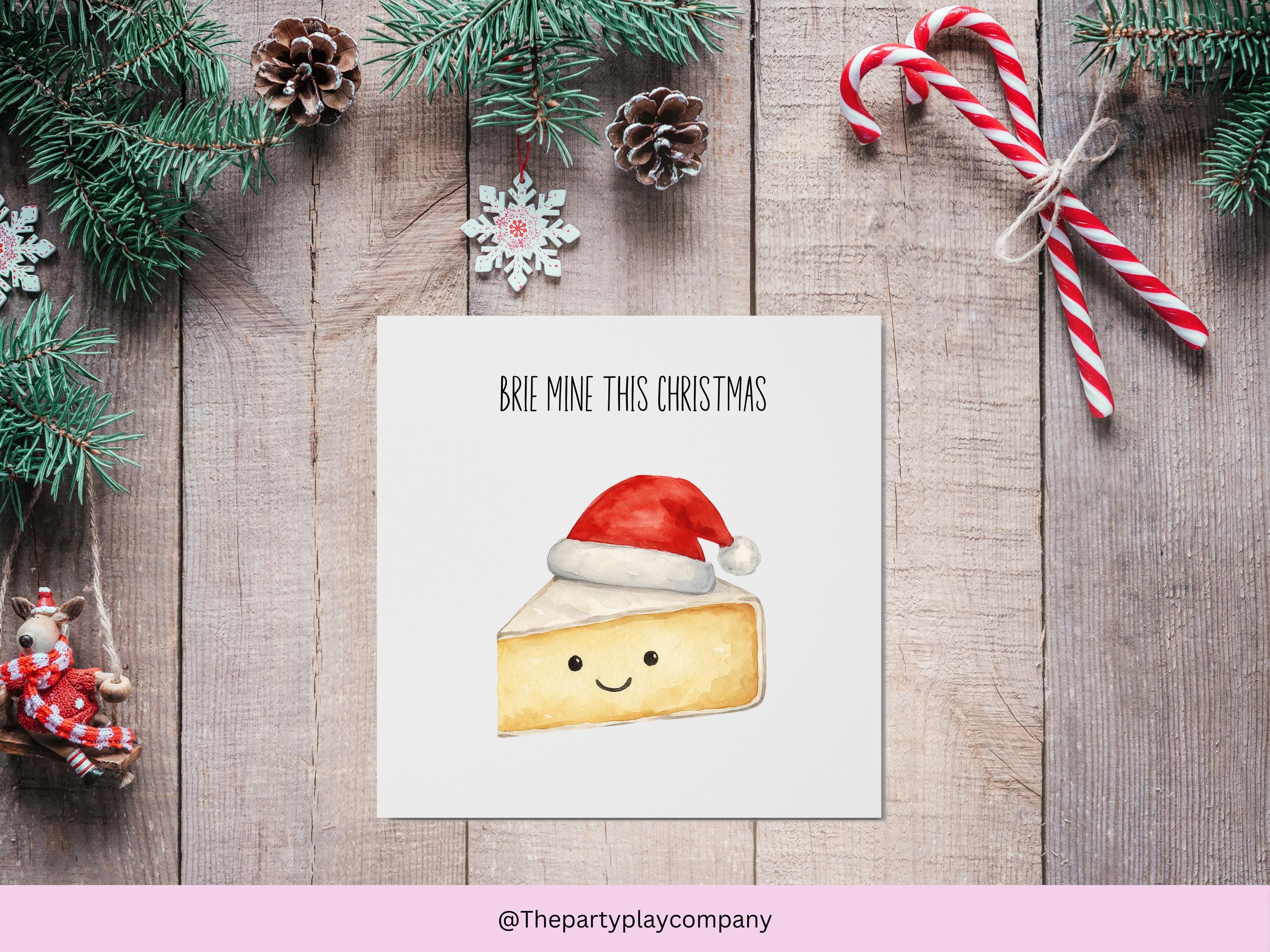 Funny Cheese Christmas Card: Brie Mine Pun - 6x6 with Envelope