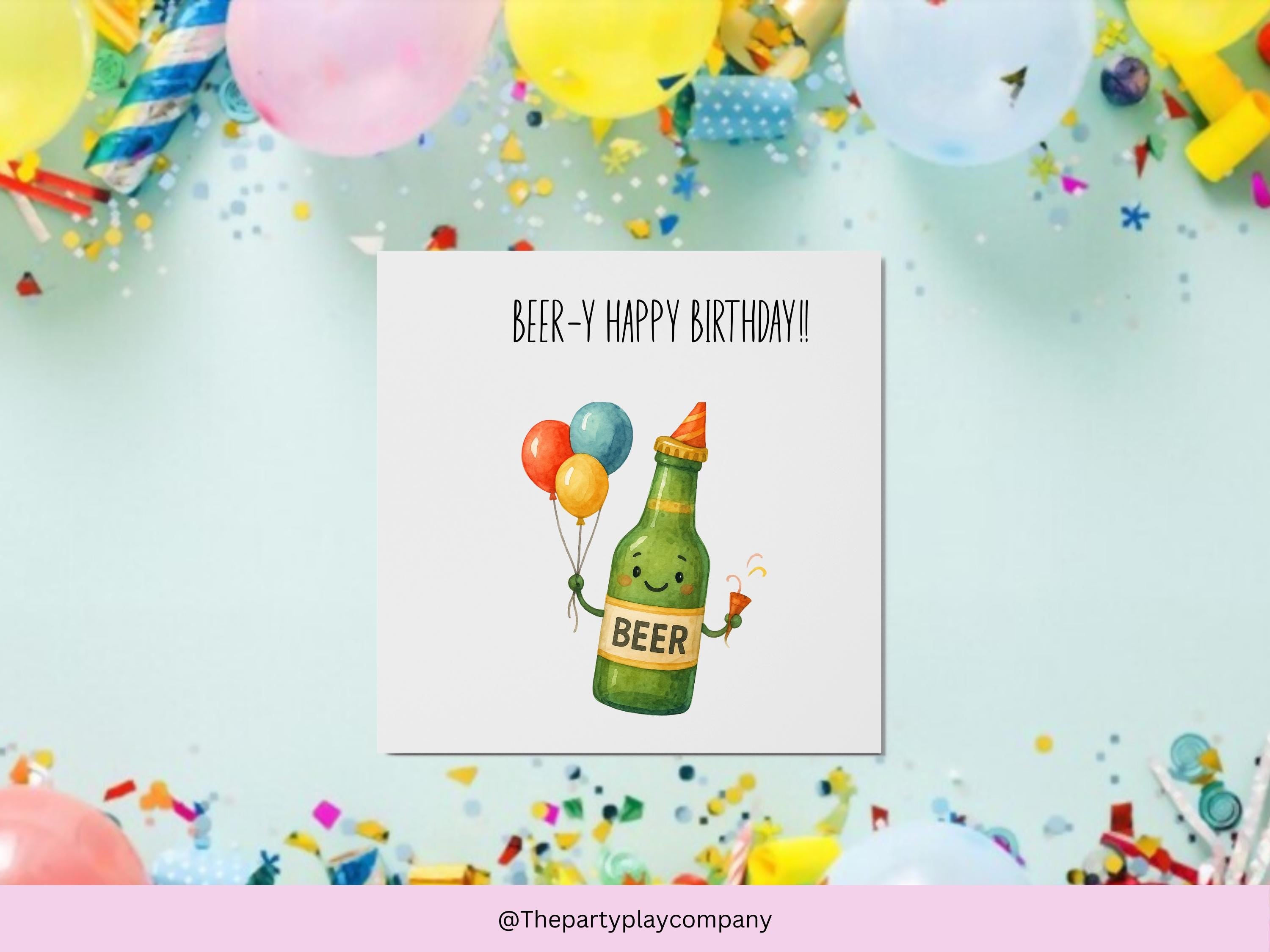 Funny Beer Birthday Card: Beer-y Happy Pun Greeting