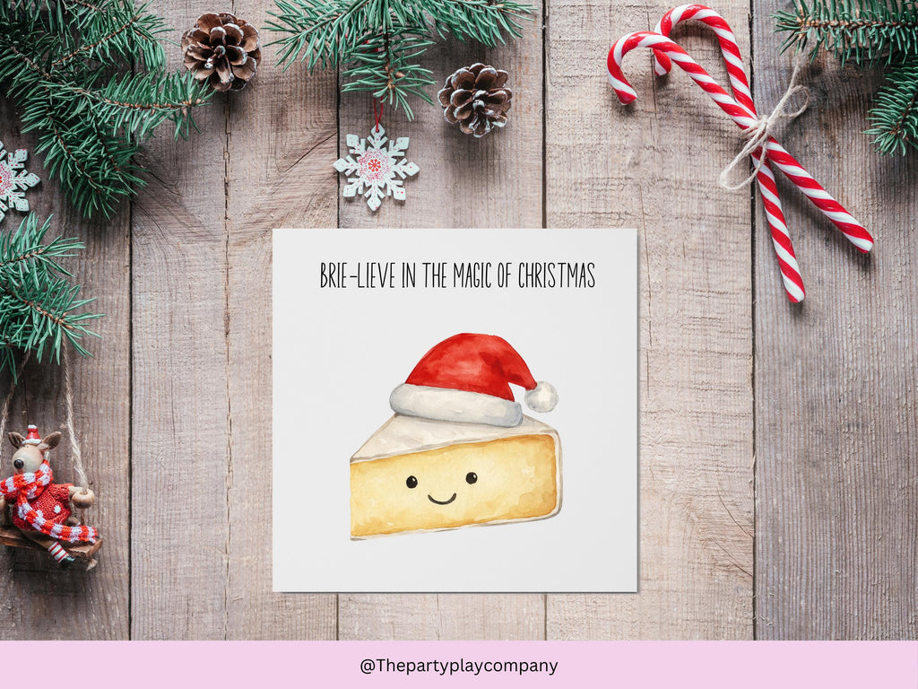 Funny Brie Christmas Card: Cheese Pun Holiday Card 6x6