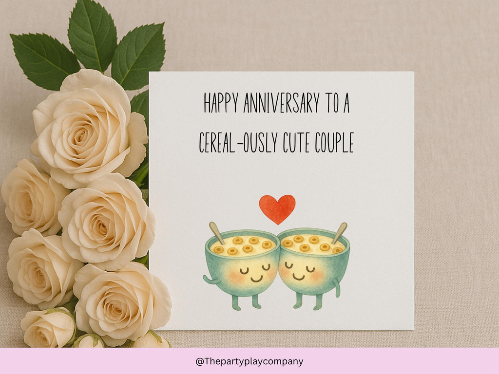 Cute Cereal Anniversary Card – Pun Cereal-ously Cute Couple Card, Funny Food Pun Love Card for Husband Wife Boyfriend Girlfriend