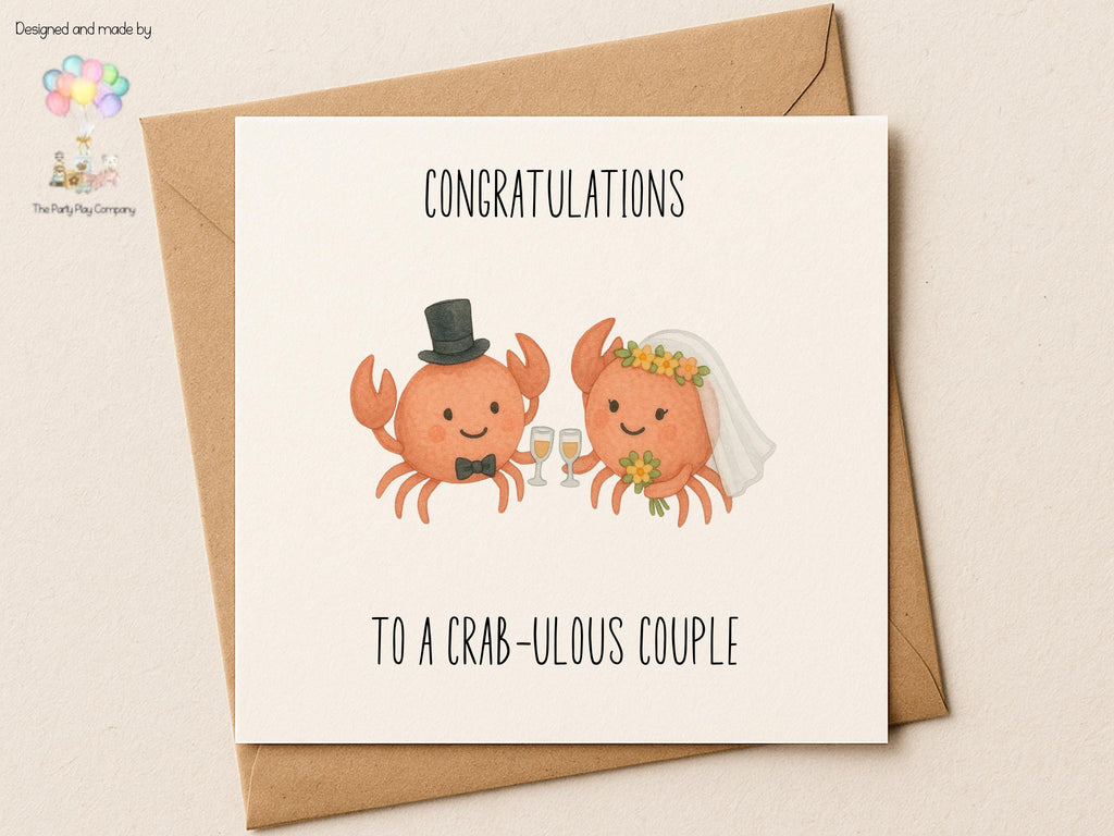 Funny Crab Wedding Card: "To a Crab-ulous Couple"