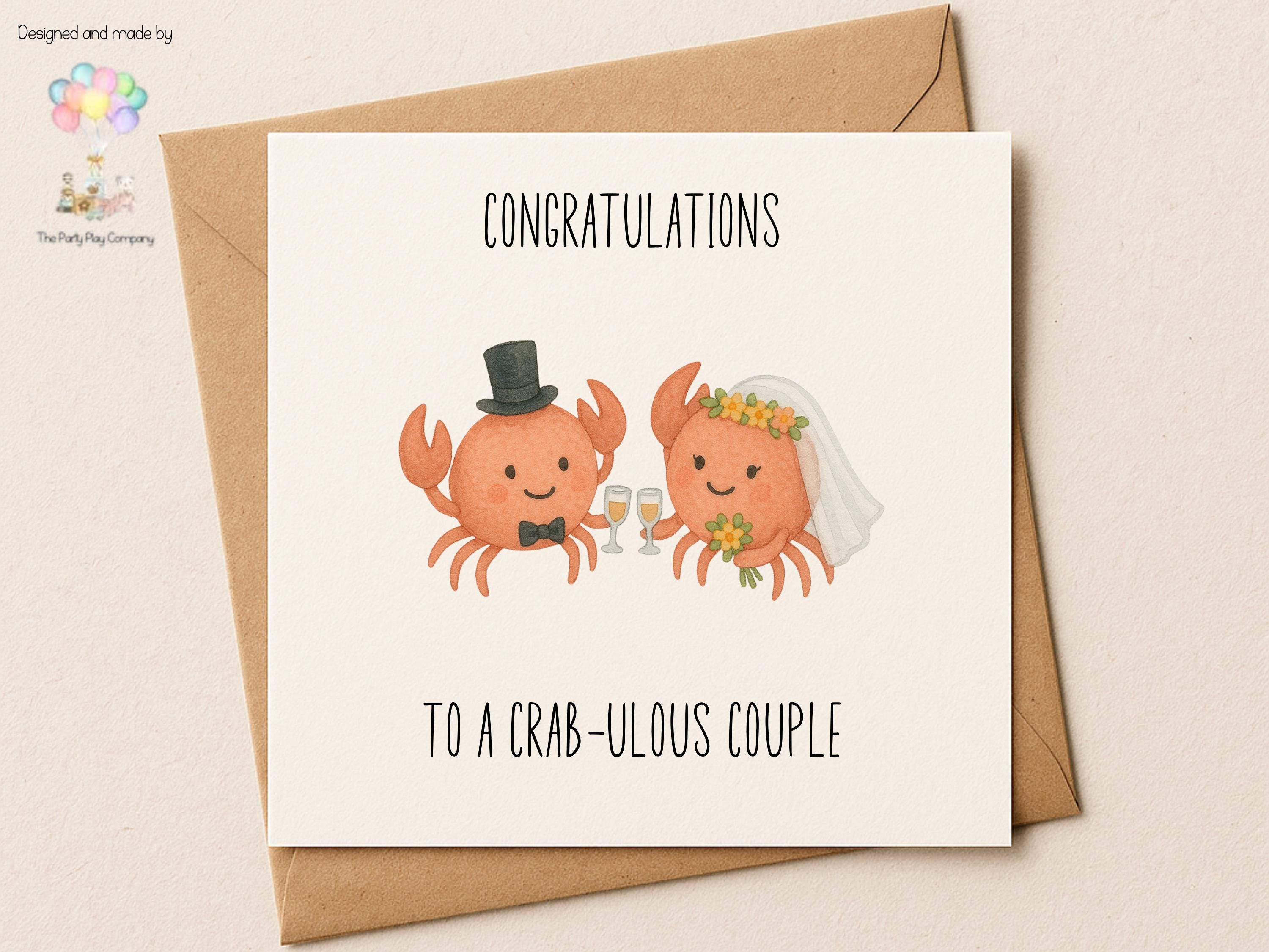 Funny Crab Wedding Card: "To a Crab-ulous Couple"