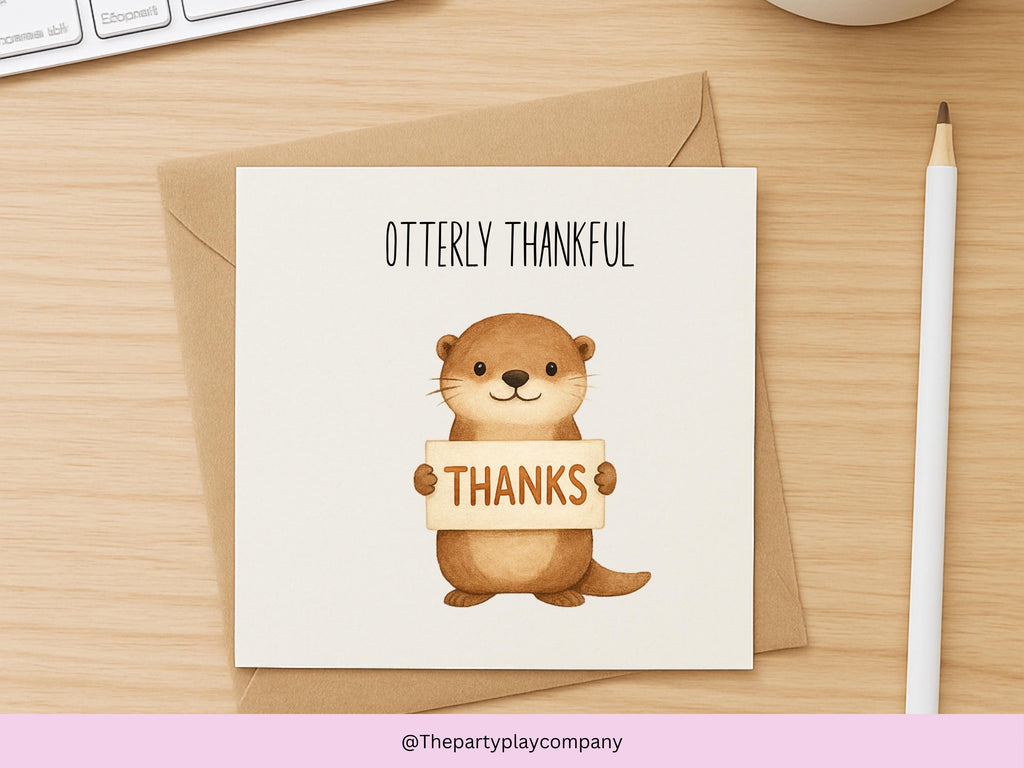 Otter Thank You Card: Funny Animal Pun - Otterly Thankful