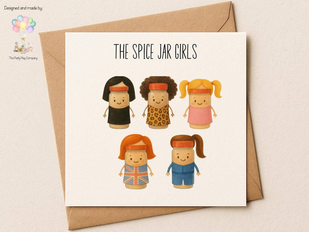 Funny Spice Girls Birthday Card: 90s Music Pun Greeting Card