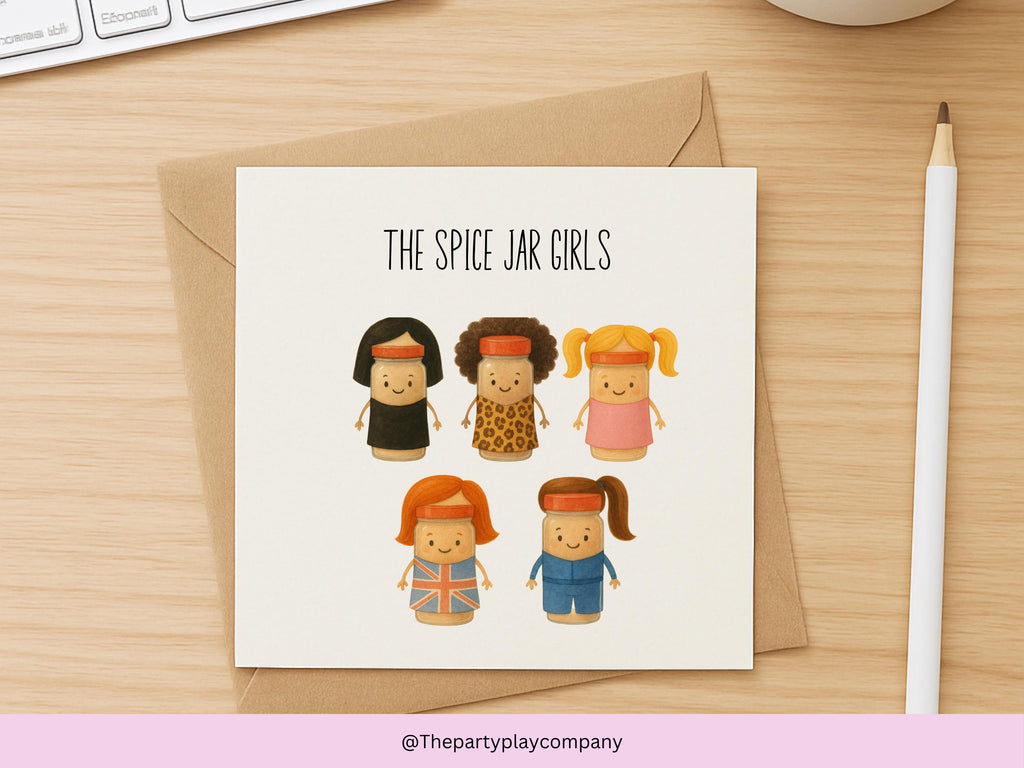Funny Spice Girls Birthday Card: 90s Music Pun Greeting Card