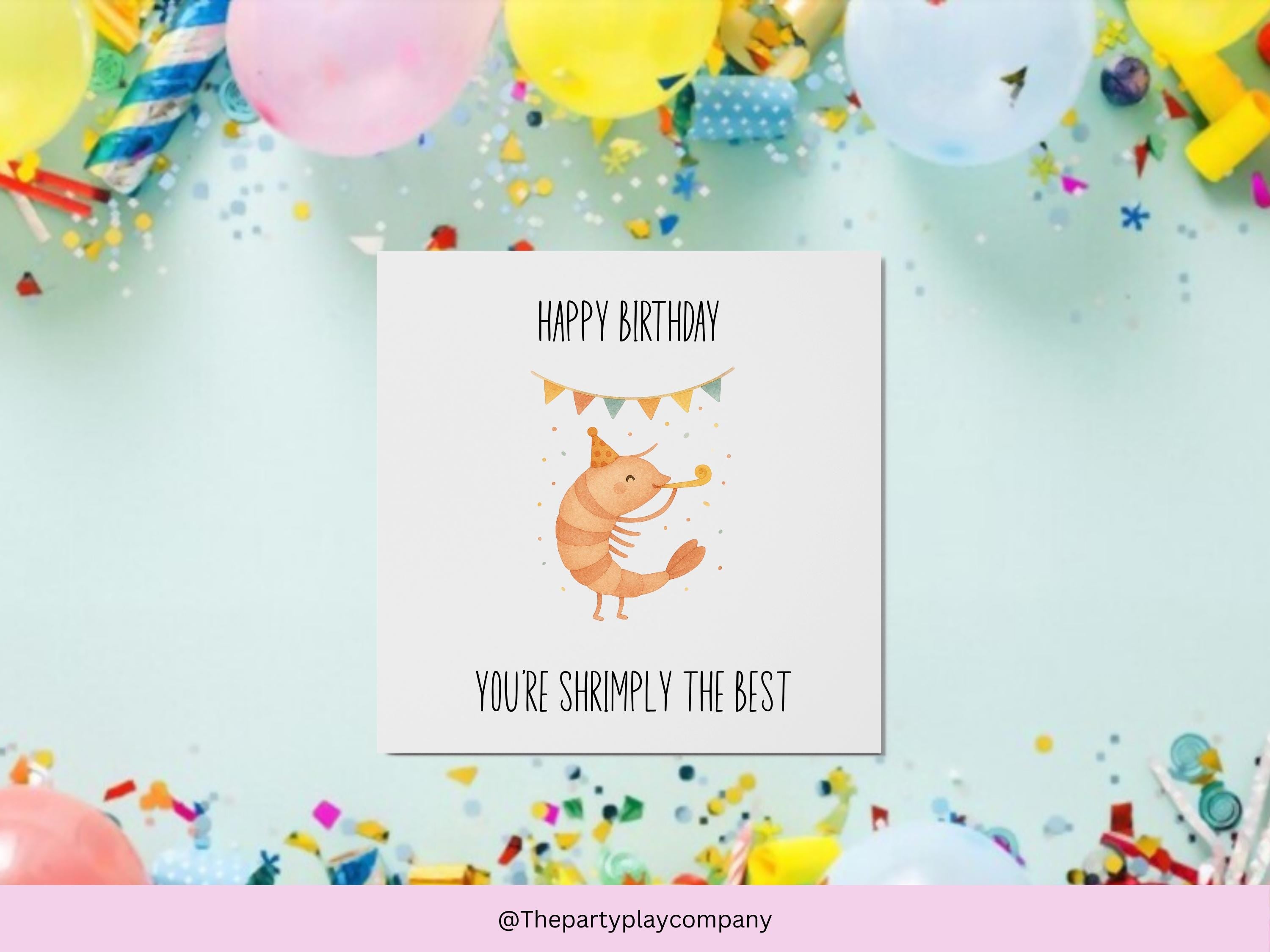 Shrimp Birthday Pun Card: Funny Seafood Greeting
