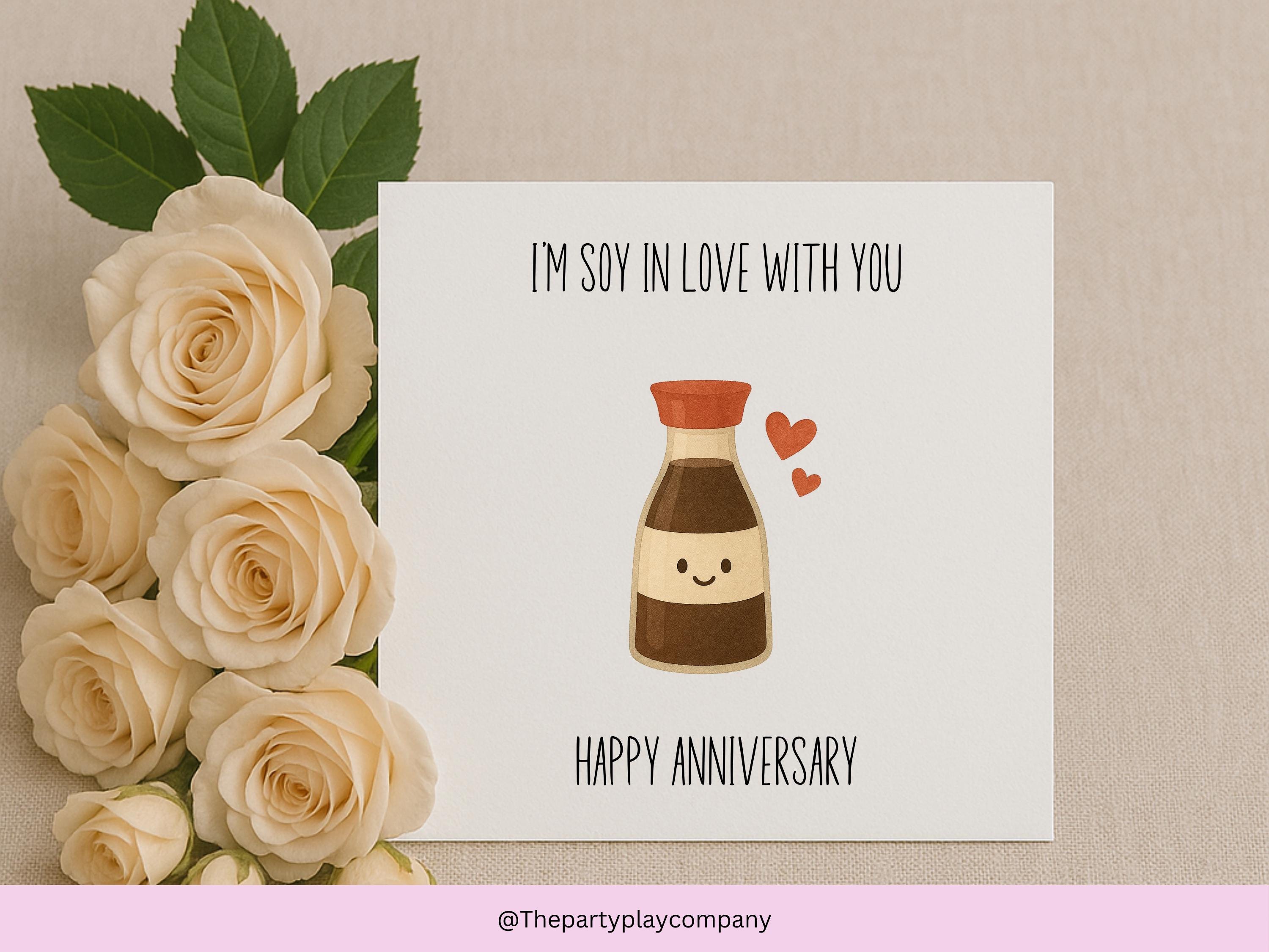 Funny Anniversary Card: "I'm Soy in Love With You" Pun