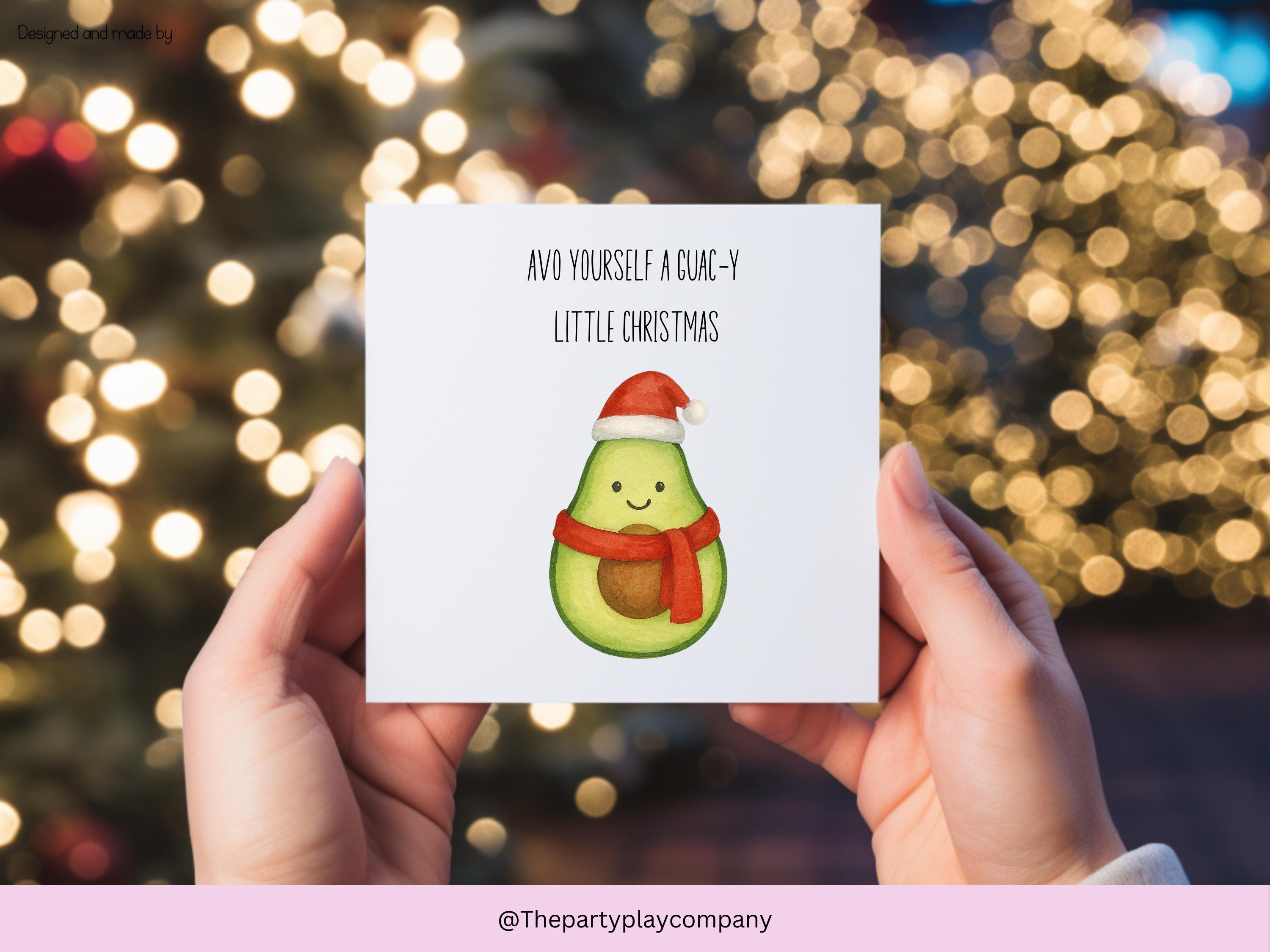 Funny Avocado Christmas Card: Guac-y Pun Greeting