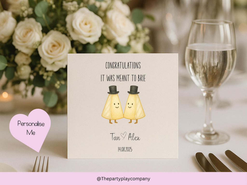 Funny Wedding Card: It Was Meant to Brie Cheese Pun - Personalized