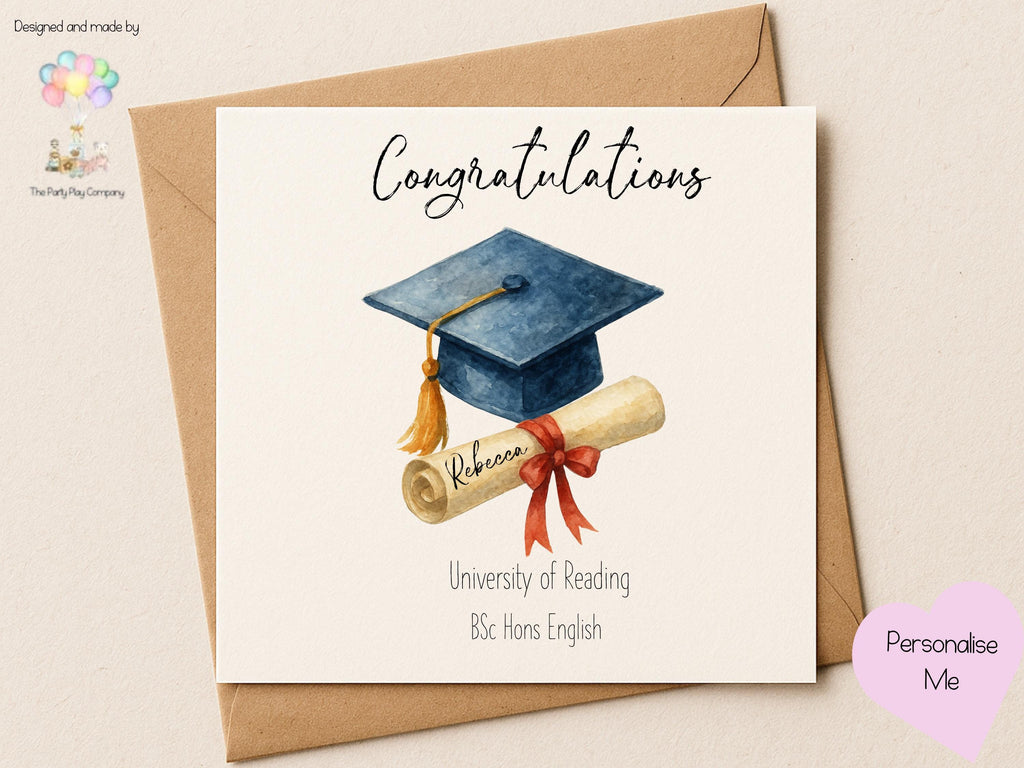 Personalized Graduation Card 2025: Cap & Scroll Design