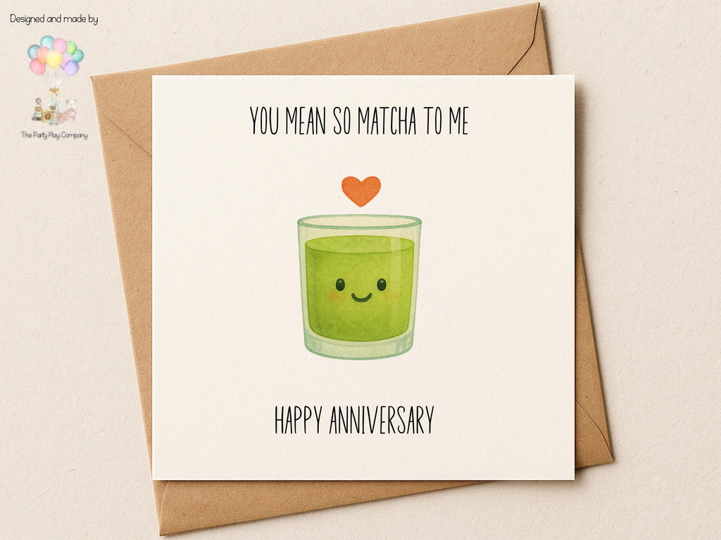 Funny Matcha Anniversary Card: Kawaii Food Pun Love Card