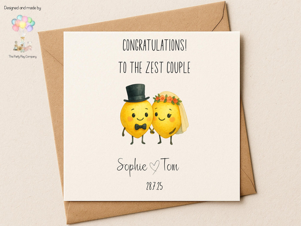 Funny Wedding Card | Lemon Pun Congratulations Card | To the Zest Couple Newlyweds Card | Personalised Option | 4 for 10 Pound Offer