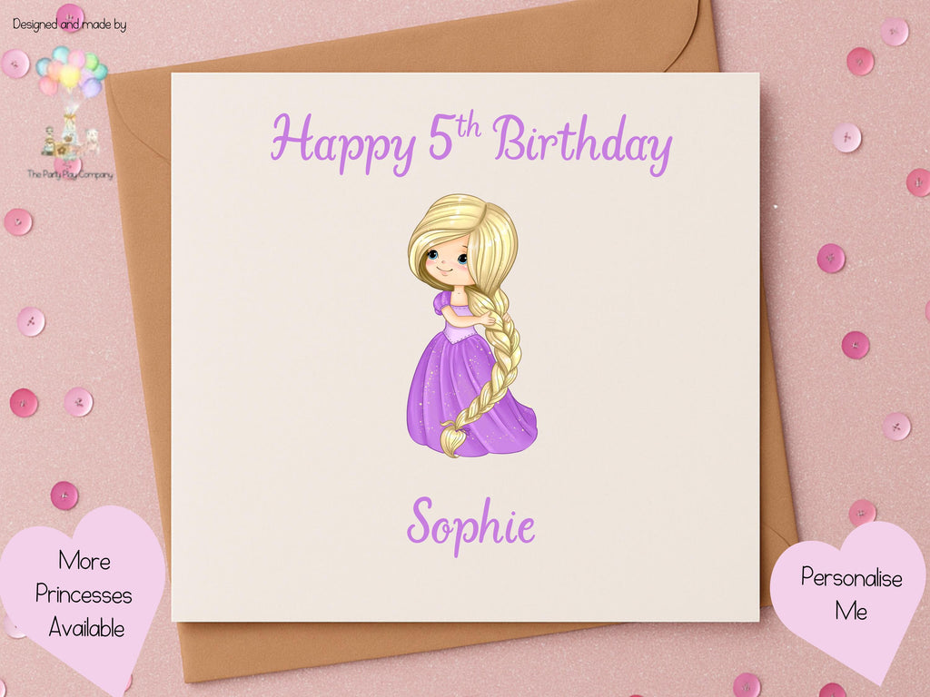 Personalized Princess Birthday Card: Custom Name & Age, 6x6 Girls Card