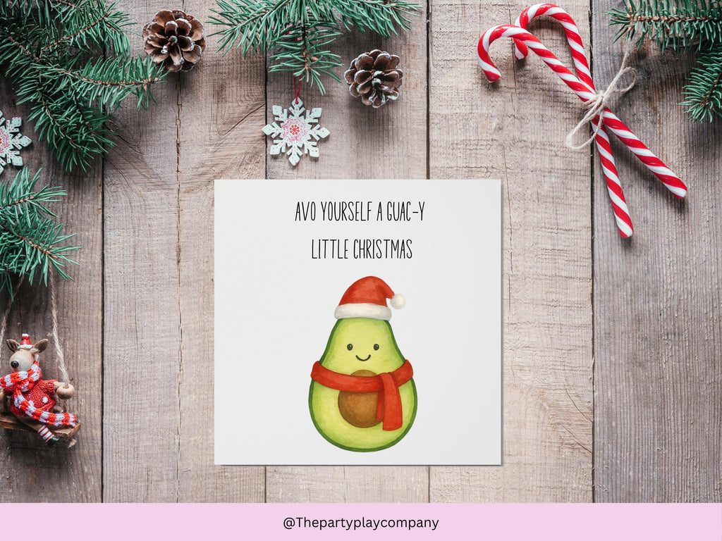Funny Avocado Christmas Card: Guac-y Pun Greeting