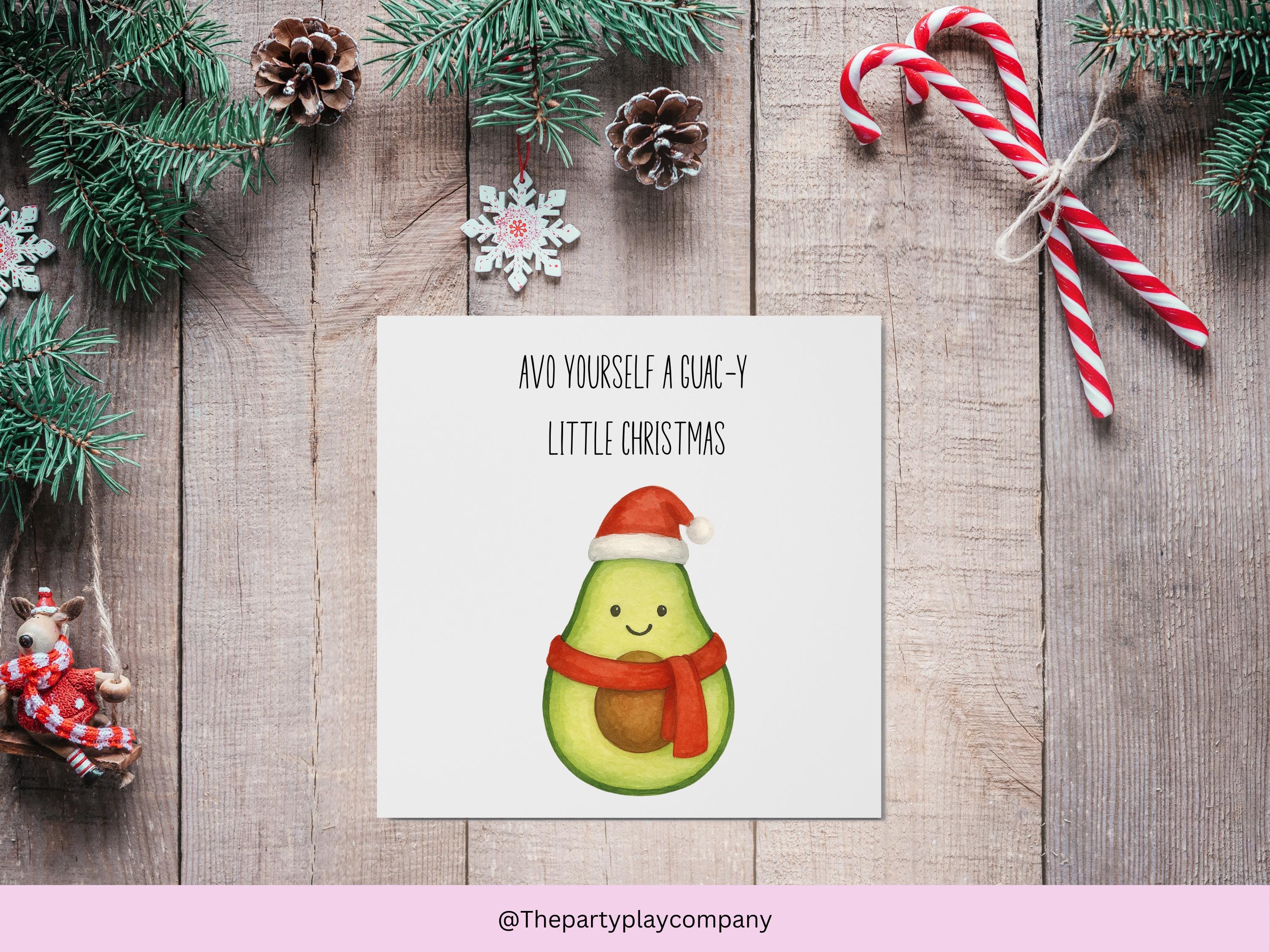 Funny Avocado Christmas Card: Guac-y Pun Greeting
