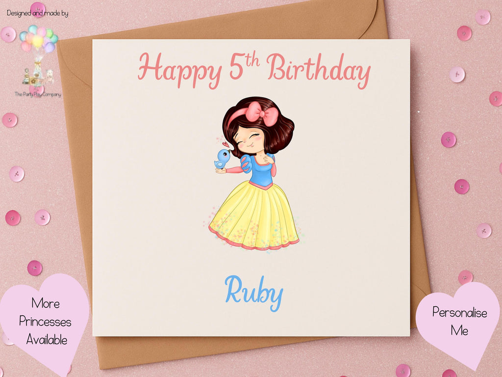 Personalised Snow Princess Birthday Card – Custom Name & Age, 6x6 Girls Card, More Designs Available