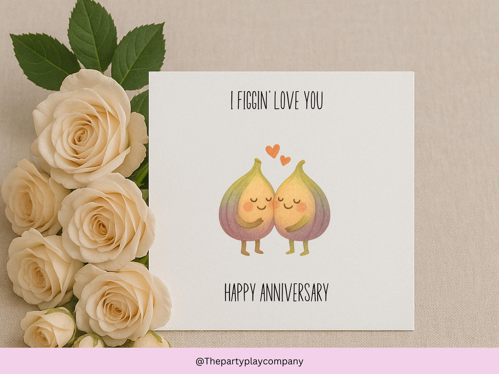 Funny Fig Anniversary Card: I Figgin' Love You - Kawaii Food Pun