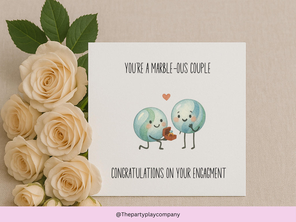 Funny Engagement Card: Marble Pun - "Marble-ous" Love