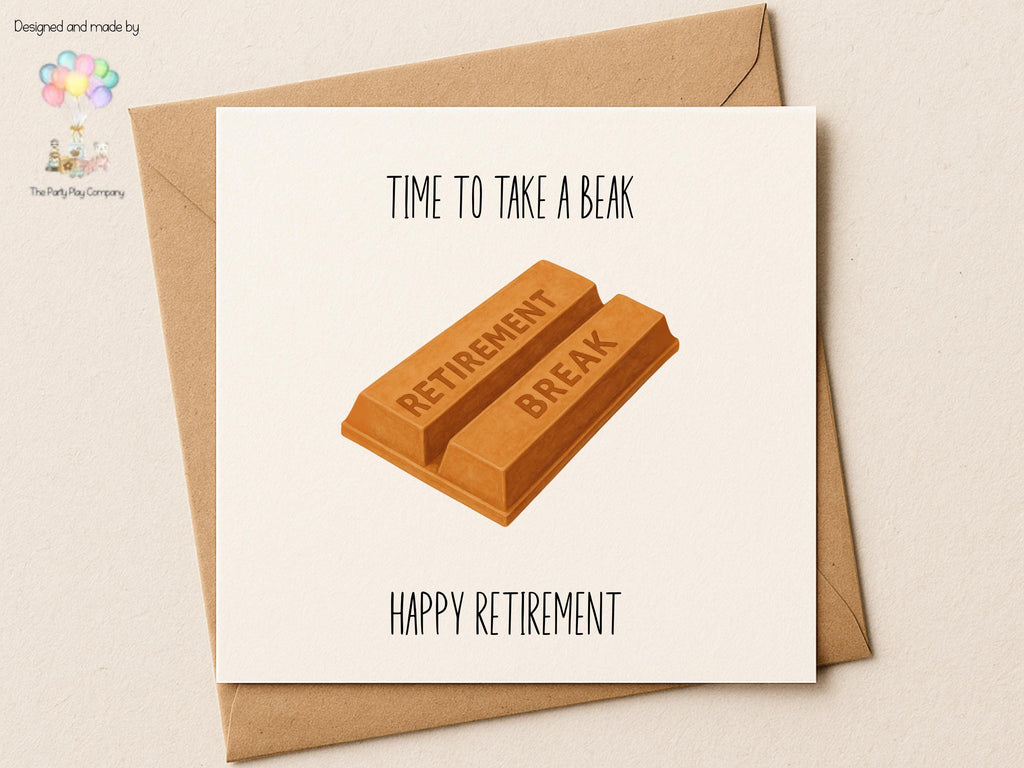 Funny Retirement Card | Time to Take a Break Pun Card | Chocolate Bar Retirement Break Card | Quirky Leaving Card | 4 for 10 Pound Offer