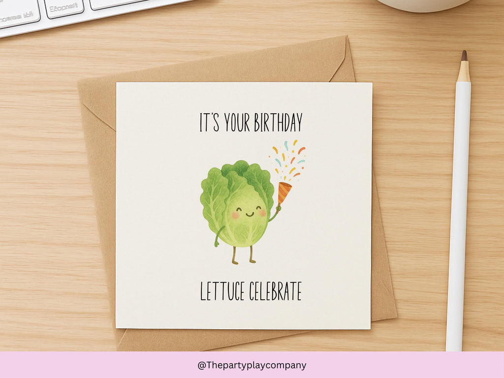 Lettuce Celebrate Birthday Card: Funny Food Pun Greeting