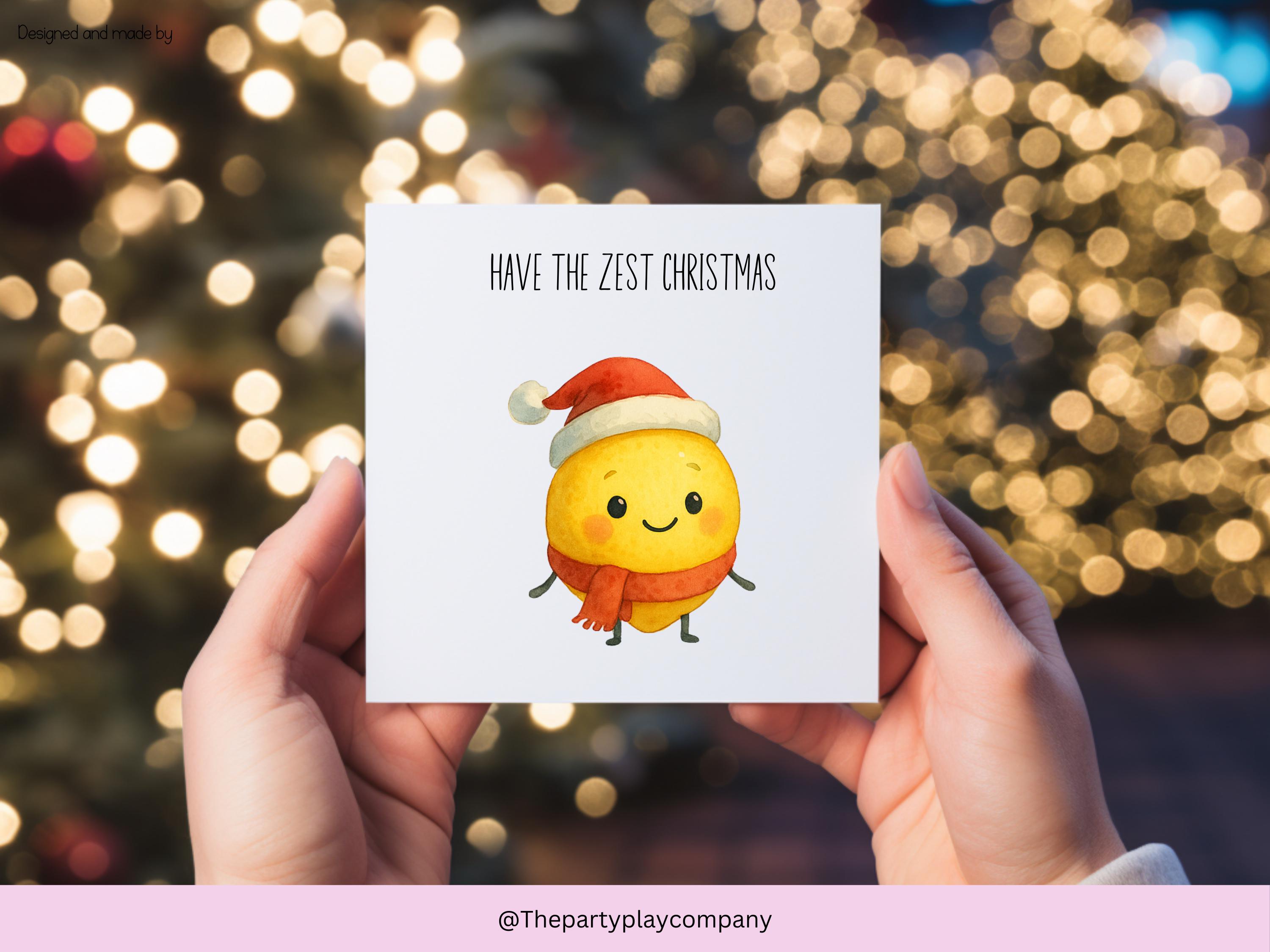 Funny Christmas Card | Lemon Pun Xmas Card | Quirky Festive Foodie Card | Have the Zest Christmas | 4 for 10 Pound Offer