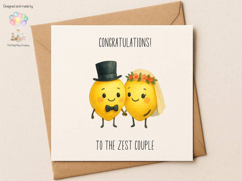 Funny Wedding Card | Lemon Pun Congratulations Card | To the Zest Couple Newlyweds Card | Quirky Bride and Groom | 4 for 10 Pound Offer