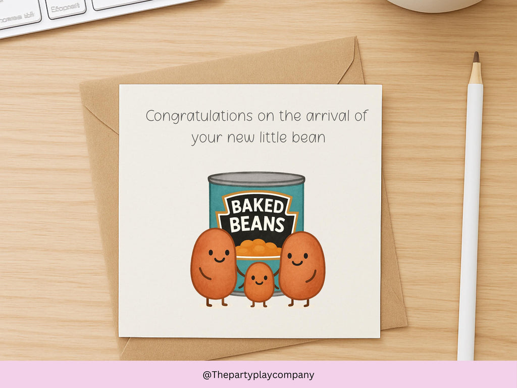 New Little Bean Baby Card: Funny Baked Beans Pun