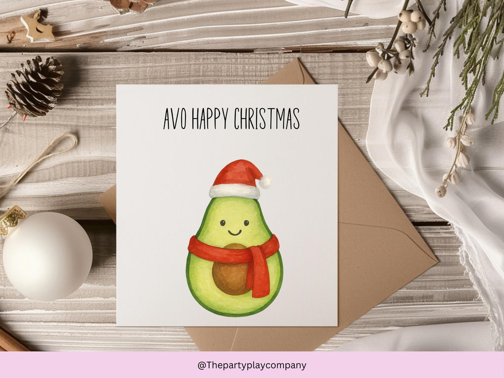 Funny Avocado Christmas Card: Avo Happy Christmas Pun