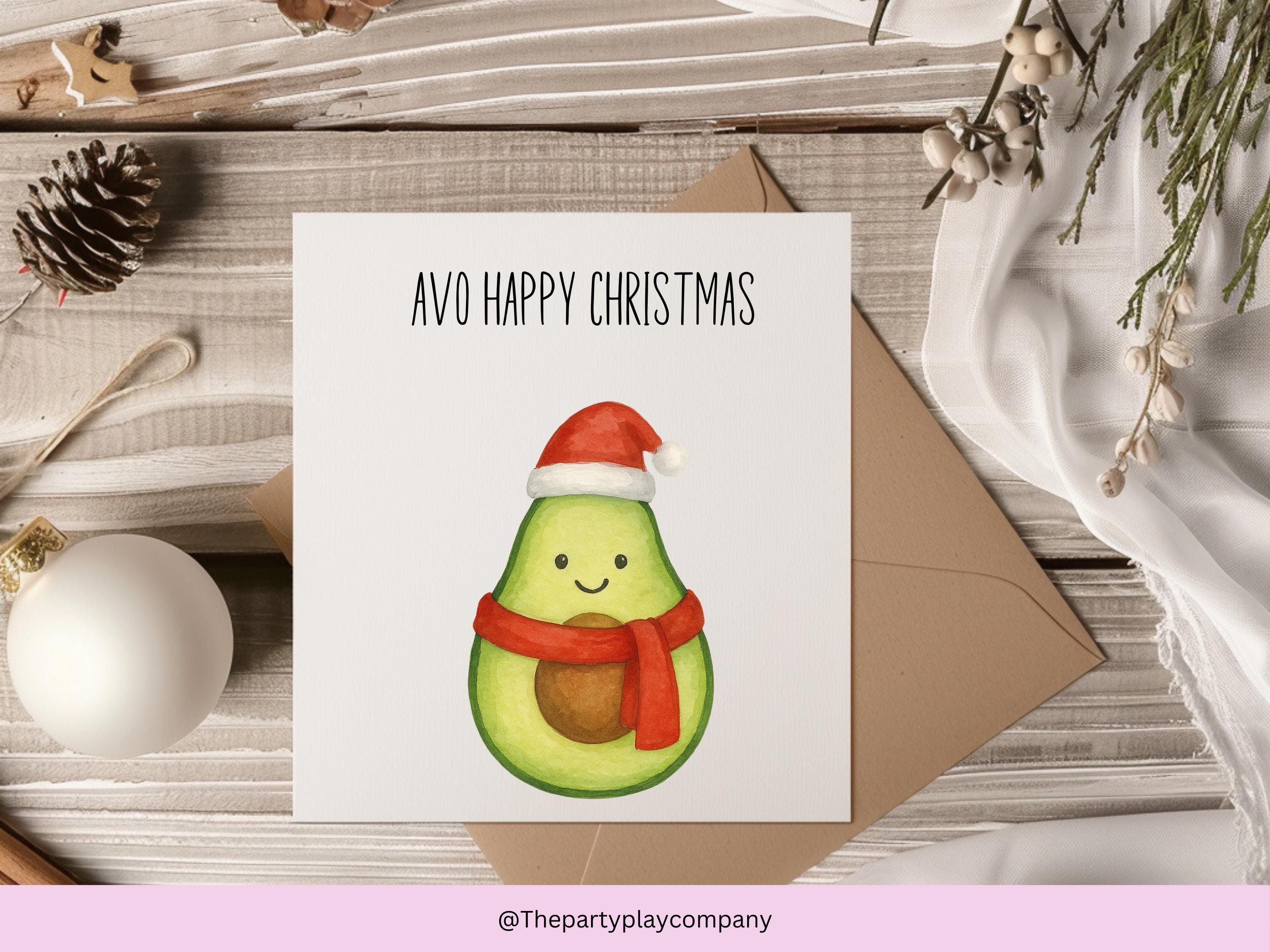 Funny Avocado Christmas Card: Avo Happy Christmas Pun