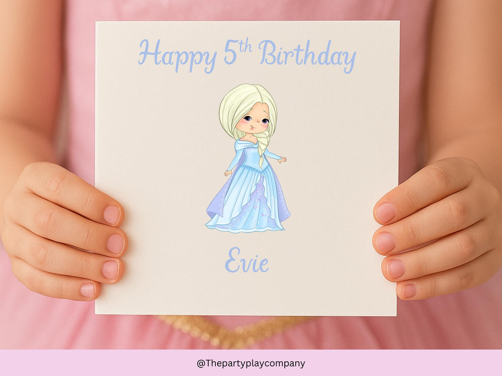 Personalised Ice Princess Birthday Card – Custom Name & Age, 6x6 Girls Card, More Designs Available