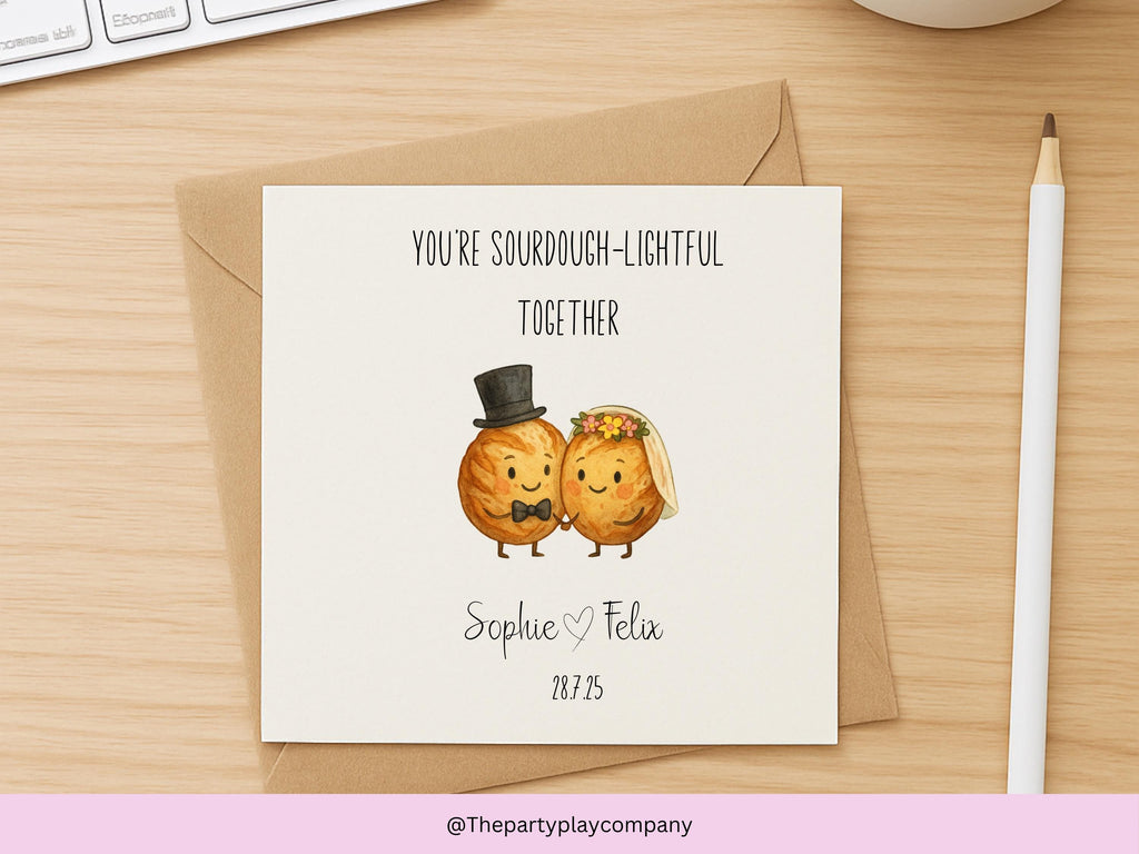 Funny Wedding Card |Sourdough Pun Congratulations Card |You’re Sourdough-lightful Together | Personalised Newlyweds  |4 for 10 Pound Offer