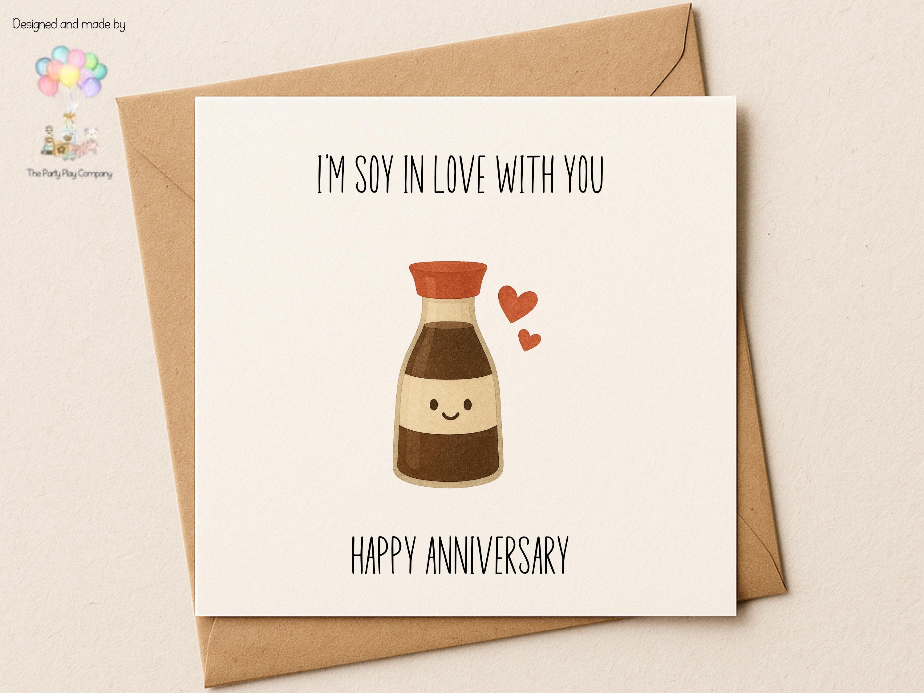Funny Anniversary Card: "I'm Soy in Love With You" Pun
