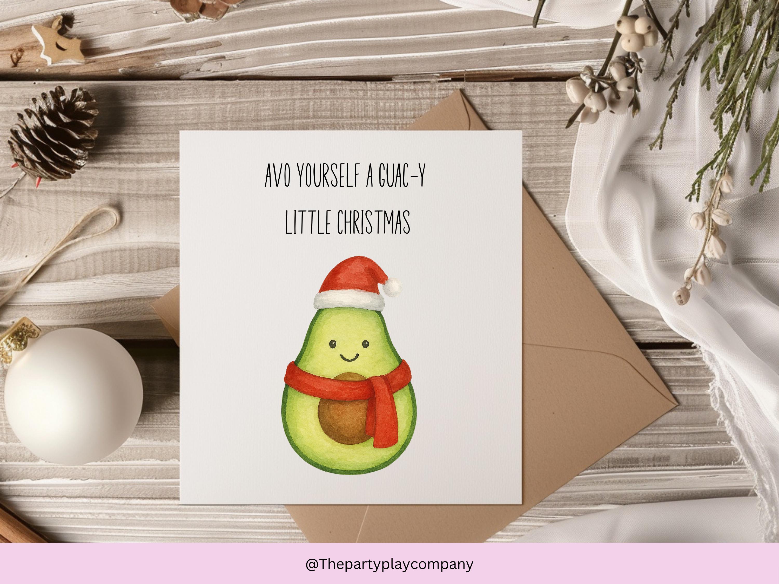 Funny Avocado Christmas Card: Guac-y Pun Greeting