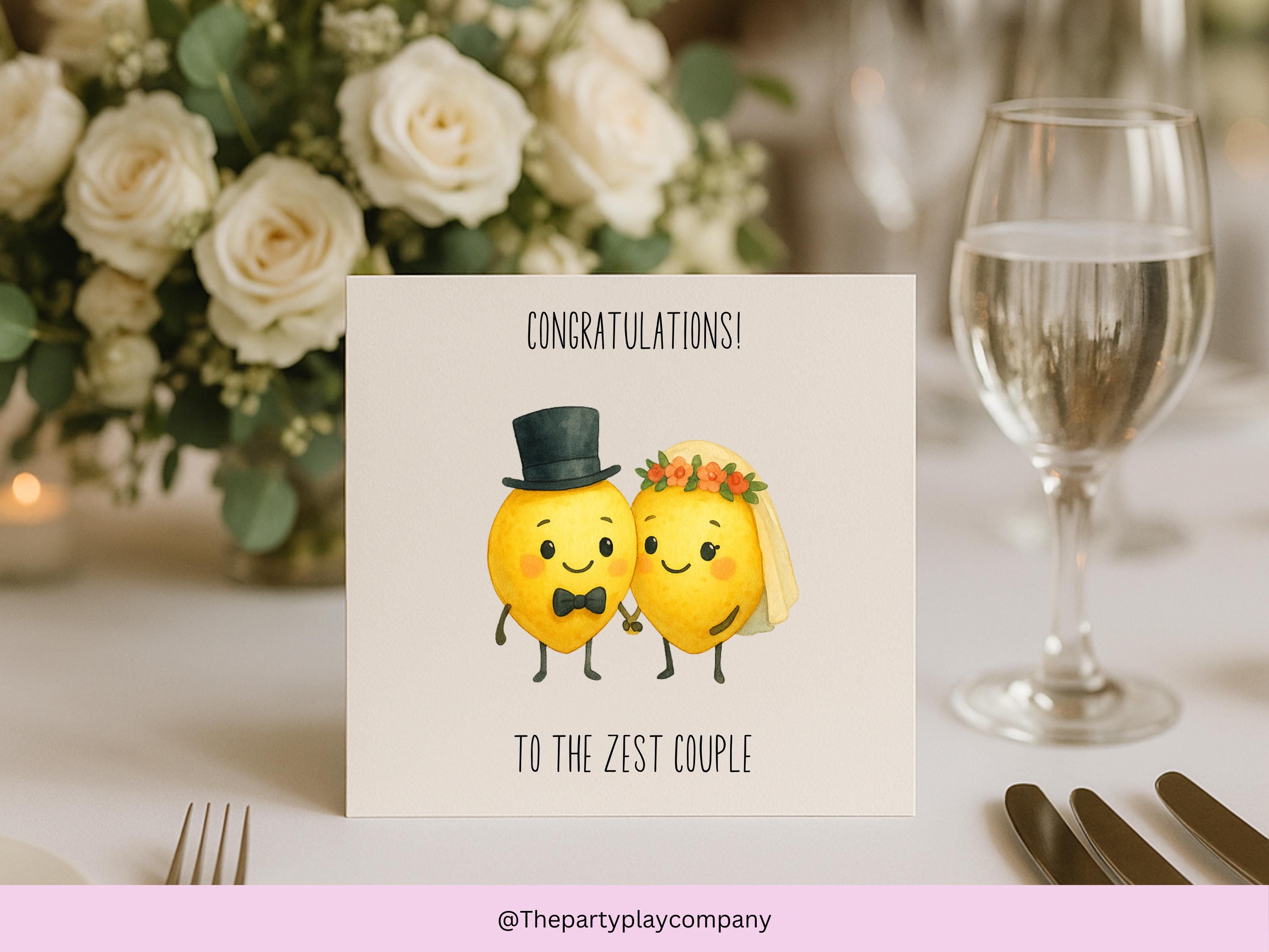 Funny Wedding Card | Lemon Pun Congratulations Card | To the Zest Couple Newlyweds Card | Quirky Bride and Groom | 4 for 10 Pound Offer