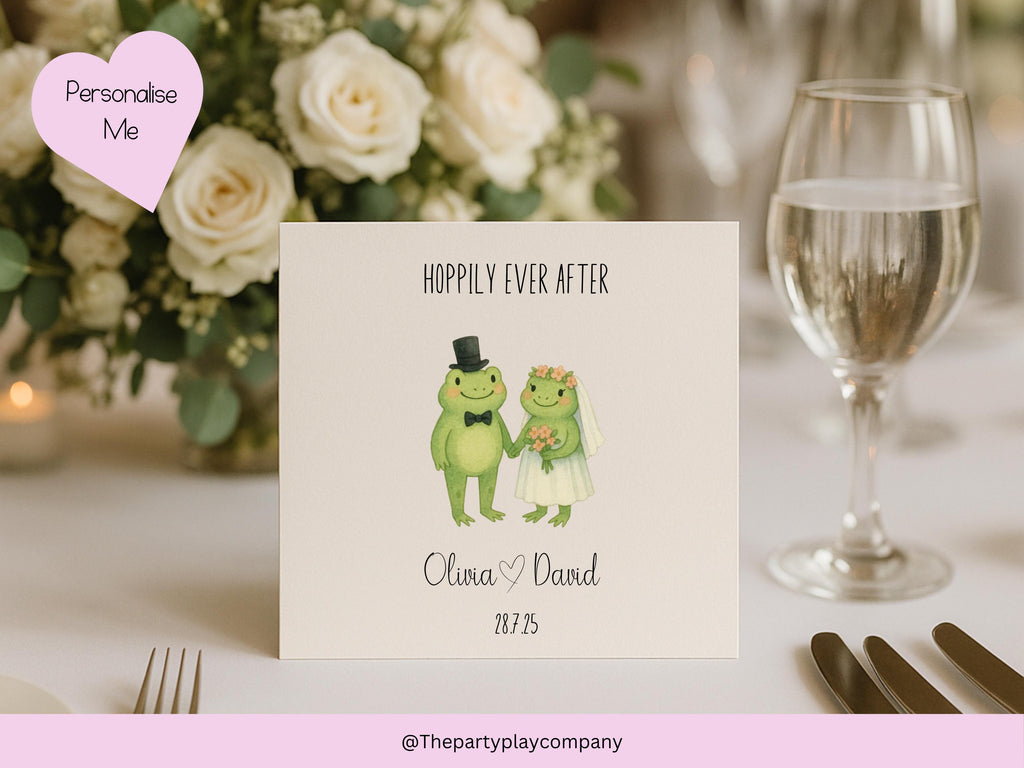 Funny Frog Wedding Card: Hoppily Ever After - Personalized Keepsake
