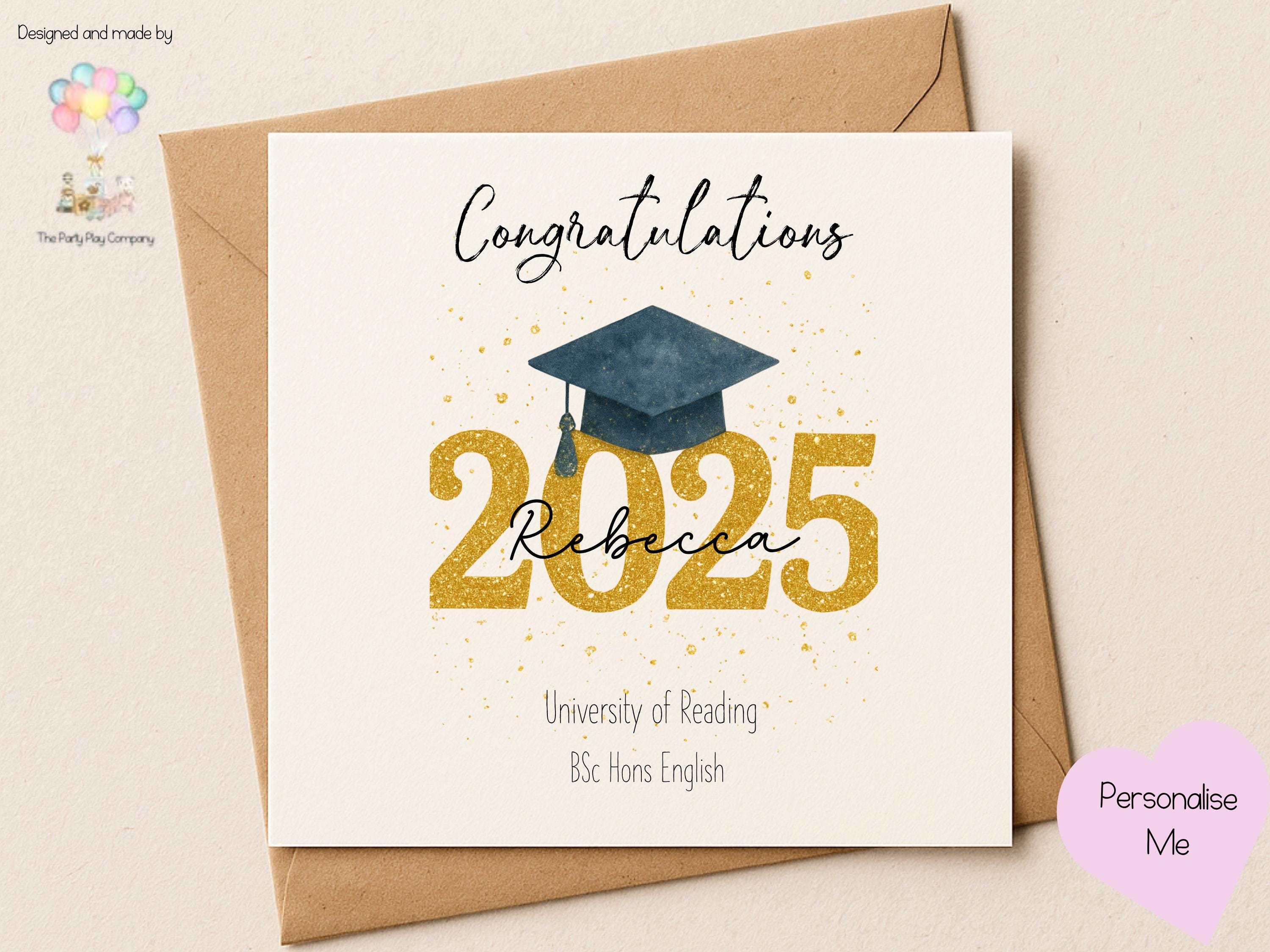 Personalized Graduation Card 2025: Name, University & Degree