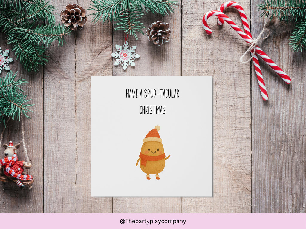 Funny Potato Christmas Card: Spud-tacular Pun Holiday Card
