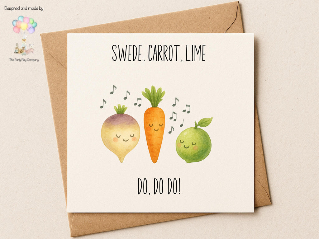 Swede Carrot Lime Pun Card: Quirky Birthday Card