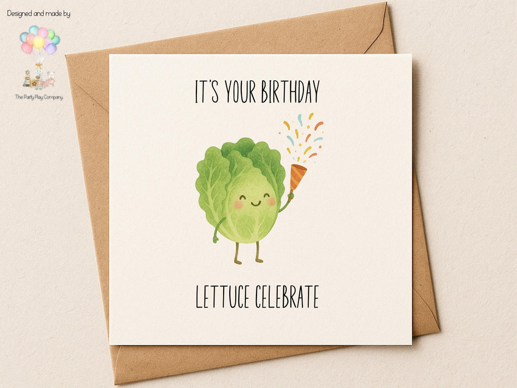 Lettuce Celebrate Birthday Card: Funny Food Pun Greeting